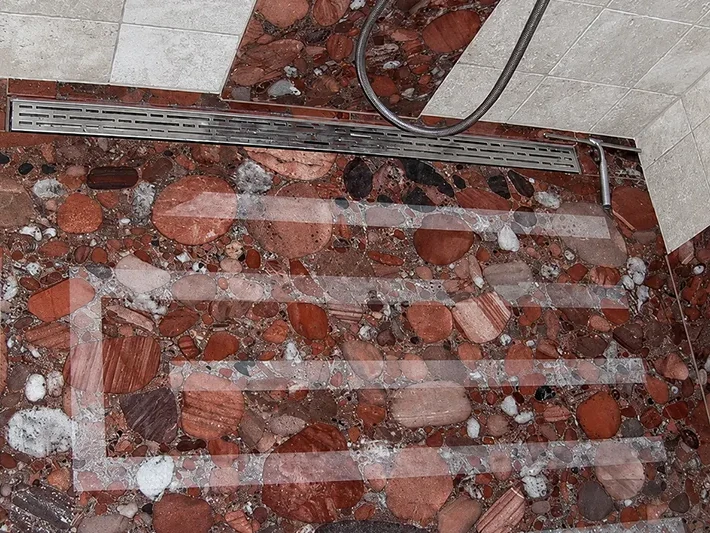 Bodengleiche Dusche Marinace Red inkl. sandgestrahlte Rutschstreifen